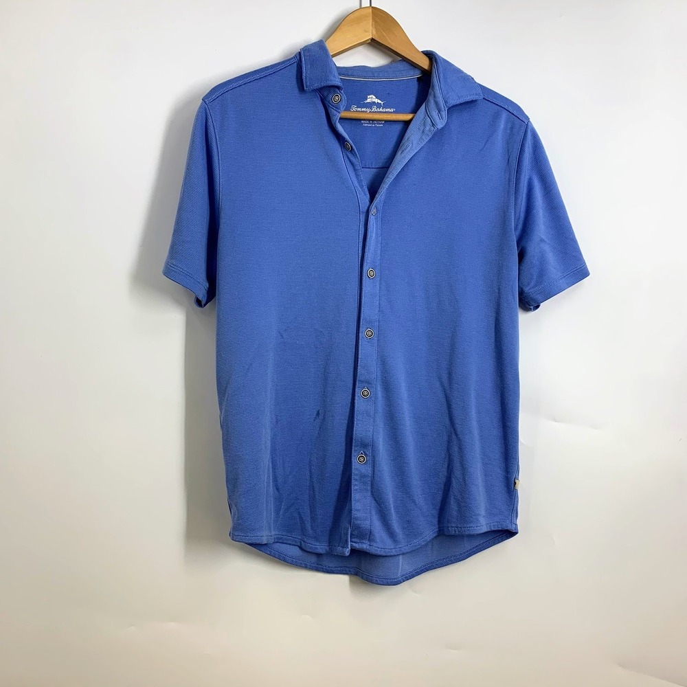 Tommy Bahama Mens Blue Short Sleeve Collared Button Up‎ Shirt